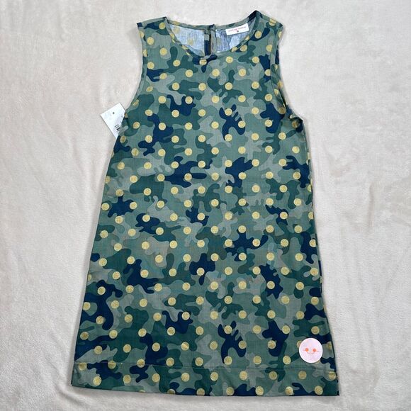 Smiling Button Girls Size 8 Green Camo Gold Polka Dot Tunic Dress New - Picture 1 of 8
